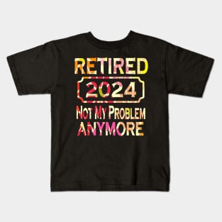 Retired In 2024 Tee - Groovy Backgrounds Kids T-Shirt